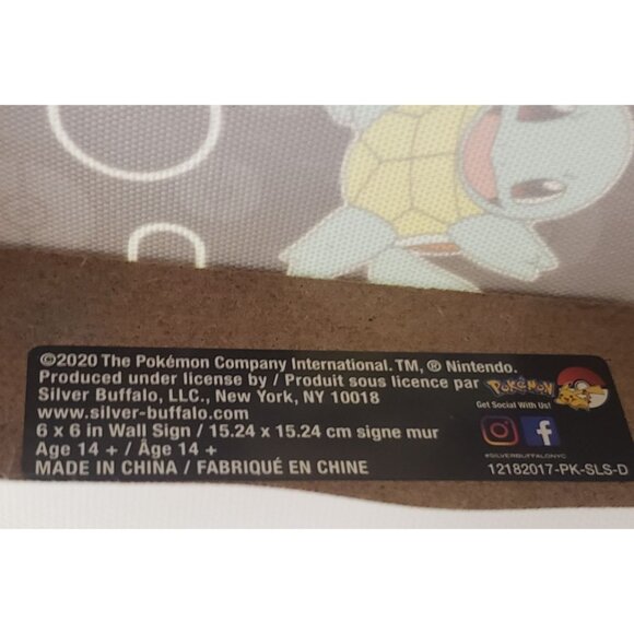 Pokemon Canvas Wall Sign Featuring Pikachu Bulbasaur Charmander & Squirtle 6x6 - Picture 11 of 11